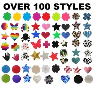 self adhesive nipple covers breast pasties festival fancy dress red back heart - Picture 1 of 104