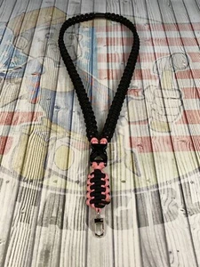 Cordón paracord / Cordón de identificación / Cordón / Cordón de correa Negro / Rosa Rosa - Imagen 1 de 8