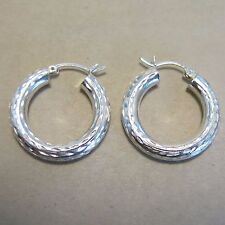 Sterling Silver FAS Hoop Earrings Pierced 3.6g [3203]