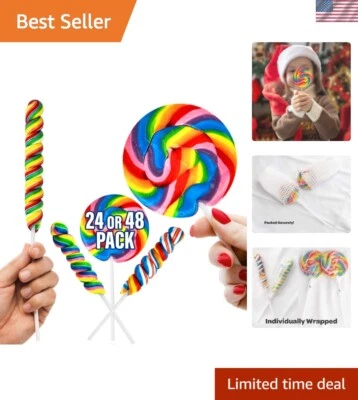 Rainbow Lollipop Value Pack: 24 Large Swirl and Twisty Pops for Celebrations - Image 1 of 4