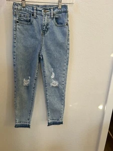 Cat & Jack Girls Size 6X High Rise  Straight Leg Jeans -Distressed Style - Picture 1 of 7