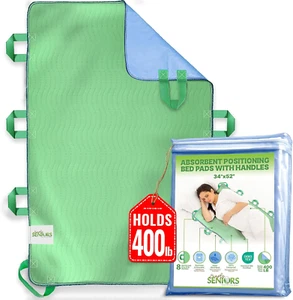 Absorbent Positioning Bed Pad with Handles 34" X 52"- Washable, Waterproof - Picture 1 of 12