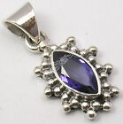 925 Solid Sterling Silver Violet Facetted Iolite Pendant 0.9" Fashion Jewelery