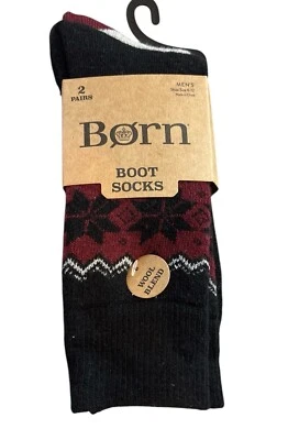 Born Boot Calcetines Mezcla Lana Negro Borgoña Gris 2 Pares Zapatos Hombre Talla 6-12 Foto 1 de 4