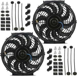 DUAL 12-13 INCH 12-VOLT 90W ELECTRIC RADIATOR COOLING FANS AUTO-MOTIVE CAR TRUCK - Bild 1 von 9
