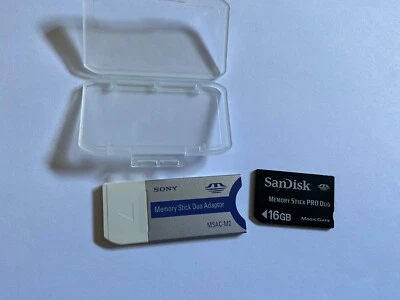 1 pieza 16 GB Sandisk Sony Memory Stick Pro duo + adaptador para dispositivos Sony, cámaras Foto 1 de 3