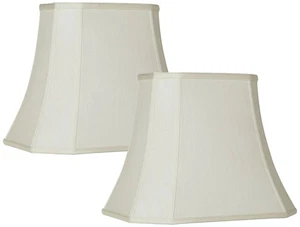 Lamp Shades Set of 2 Medium Creme Cut Corner 10" Top x 16" Bottom x 13" High - Picture 1 of 5
