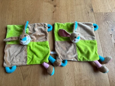 Minifeet | Hase | Schmusetuch | Schnuffeltuch |Kuscheltuch | Set | 2 grün braun  - Bild 1 von 4