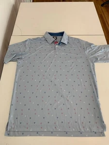 FootJoy Shirt XL blau Golf Performance Polo Preppy Parachute AOP Stretch Freizeit - Bild 1 von 9
