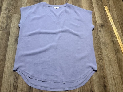 Camisa Jodifl, para mujer talla pequeña, morada, manga gorra, cuello en V Foto 1 de 4