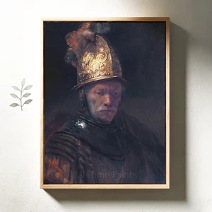 Mann im goldenen Helm - Rembrandt, Wickeloptik, gerahmt, Giclée Leinwandbild - Bild 1 von 6