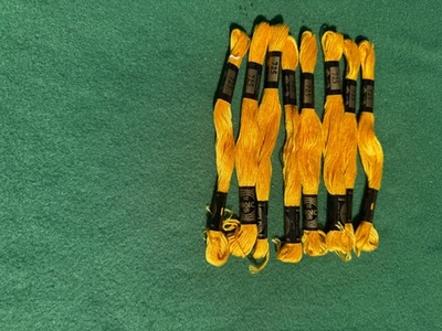 Vintage DMC Embroidery Floss Lot of 8 Dk Yellow # 725 - Image 1 of 2