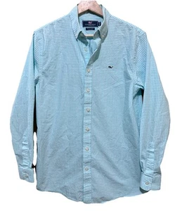 Vineyard Vines Men's Small Green White Check Long Sleeve Button Down Whale Shirt - Picture 1 of 5