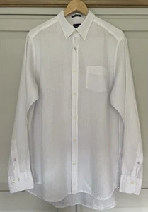 GANT White Linen Shirt Long Sleeve Button-Up Size L (16.5 Neck) - Picture 1 of 6