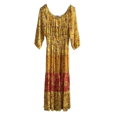 Anthropologie Figueroa & Flower  Dress XL Floral Sheer Chiffon Tiered Maxi Boho - Image 1 of 4