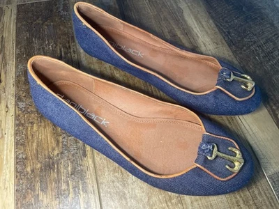 Черные женские туфли на плоской подошве dani 7 М из джинсовой ткани с якорем морские балетки с синей желтовато-коричневой отделкой - Изображение 1 из 4