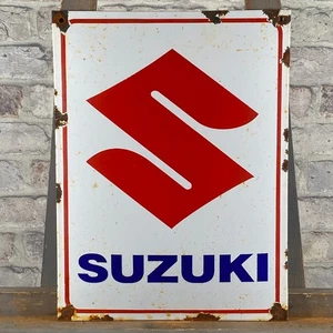 SUZUKI Emailschild 15,7x11,8" (40x30cm) selten Retro alt aussehend Auto Service Deko - Bild 1 von 17