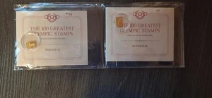 2-24 Kt Gold Over .925 Silver 100 Greatest Olympic Stamps. Australia & Paraguay - Picture 1 of 13