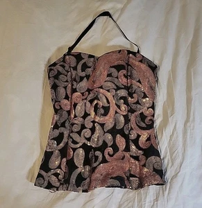 Body Central Pailletten Neckholder Top Gr. Small Y2K Festival Rave Club Gold Silber Schwarz - Bild 1 von 6