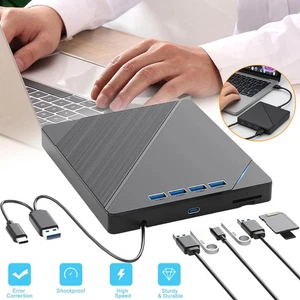 Externes CD/DVD-Laufwerk CD-Brenner DVD-Player für PC Laptop mit SD/TF-Anschluss - Afbeelding 1 van 12