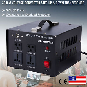 3000W Step Up/Down Transformer Voltage Converter 110V to 220V 220V to 110V USB 
