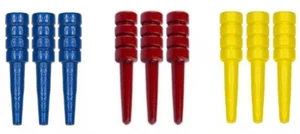 Nuevo Juego de 9 clavijas de madera de abedul para cribar - se envía con seguimiento - azul rojo amarillo - Imagen 1 de 1