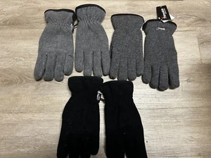 3 Paia - Guanti in Pile Thinsulate 3M Taglia L 40 Grammi Invernali Blu Nero - Foto 1 di 4