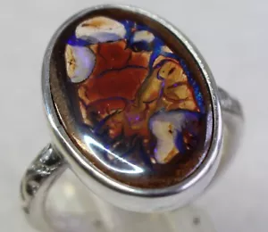 Boulder Opal 7.6 Karat 925er Silberring 925er Silberring Size: 20,3 / 64 mm - Bild 1 von 17