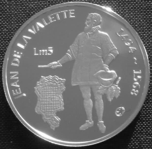 Malta 5 lire Silver Proof 2007 Grand Master Jean de la Valette .925Ag 28.28g - Picture 1 of 8