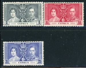 CYPRUS 140-42 SG148-50 MH 1937 KGVI Coronation Issue set of 3 CV$4 - Picture 1 of 1