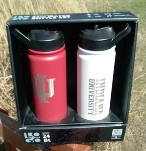 New University of Indiana Hoosiers Water Bottle Football Gift Set by Logo Brands - Picture 1 of 8