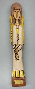 Unique Malin Artisticos Tall Wooden Angel Statue Wall Hanging 17.75" Tall  - Picture 1 of 3
