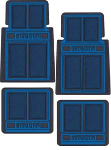 1970-81 FIREBIRD CUSTOM MOLDED 4 Pc FLOOR MAT SET - BLACK RUBBER W/ BLUE CARPET - Picture 1 of 3
