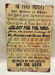 New WE DO GEEK IN This House Galaxy Winter Coming Sign 12" X 8" Distressed look - Picture 1 of 4