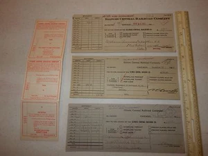 ILLINOIS CENTRAL RAILROAD COMPANY 3 CHECKS PER DIEM 3 PART TICKET UNUSED FREIGHT - Picture 1 of 5