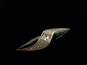 1980er Jahre Monet Statement schwarz & Strass große Anstecknadel Brosche j1 - Bild 1 von 4