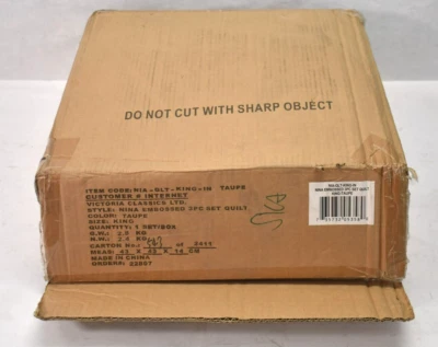 Quilt Set King Size Quilt Set Taupe Finish Nina Embossed 3 Piece Bedding Cover - Image 1 of 4