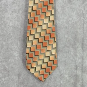Arrow Gray Orange Brown Box Stair Geometric 100% Silk Men's Neck Tie NWOT - Picture 1 of 6