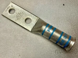Lot 2pcs PANDUIT Copper Lug Crimp Terminals, 350kcmil, Two-hole for 1/2" Stud - Picture 1 of 3