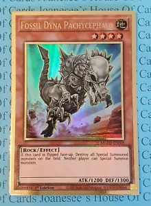 Fossil Dyna Pachycephalo MGED-EN008 Premium Gold Rare Yu-Gi-Oh Card 1st New - Picture 1 of 3