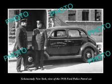 OLD 8x6 HISTORIC PHOTO OF SCHENECTADY NEW YORK THE FORD POLICE CAR c1938