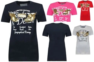 Ladies T-Shirt Geographical Norway short Sleeve Woman Tops Jaristide NEW S L XL - Picture 1 of 6