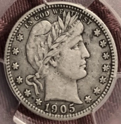 1905 S BARBER QUARTER - PCGS VF 35 - Image 1 of 4