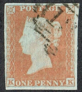 1841 1d Orange-Brown Pl 139 KK 4m Clear Profile VGU Cat. £275.00 - Picture 1 of 1
