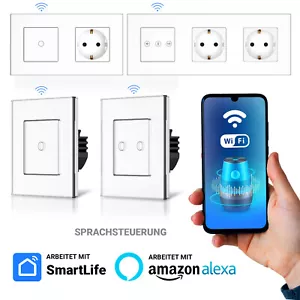 WiFi Touch Glas, Lichtschalter, Jalousieschalter, Steckdose, WLAN, ALEXA - Bild 1 von 42