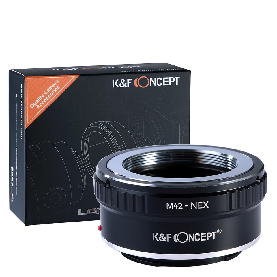 K&F Concept Adapter for M42 Screw Lens to Sony E Mount Camera NEX a7R2 A73 A7R4 - Image 1 of 4