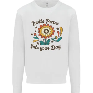 Invite Peace Day Hippy Flower Power Funny Kids Sweatshirt Jumper - Picture 1 of 82