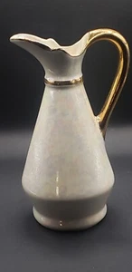 Pitcher w cream iridescent colors with gold handle and trim. Small and beautiful - Picture 1 of 4