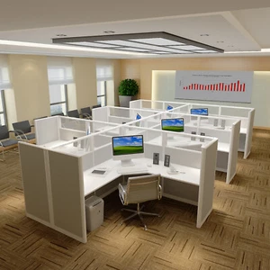 6x6 Cubicles -51″ H- 6 MAN (PACKED) L Shape Glazed Office Cubicles -U - Picture 1 of 1