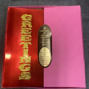 Konvolut 24 Vintage Weihnachtskarten Grüße rot und rosa - Bild 1 von 1